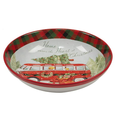 Pavilion Red Reindeer 4.75 Inch Ceramic Christmas Round Bowl Pavilion Gift Company 81504 